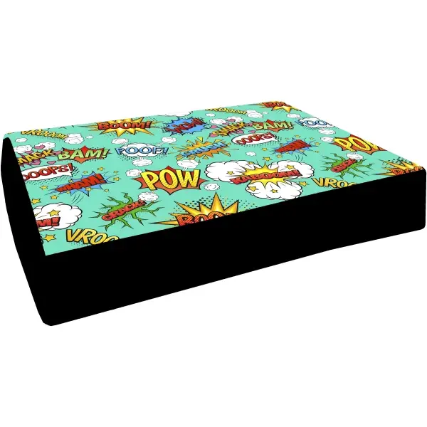 GAMARQ Colchón Desenfundable Reversible Mullido Antipelos Nº6. 110*70*12 Cms. COMIC WOW TURQUESA