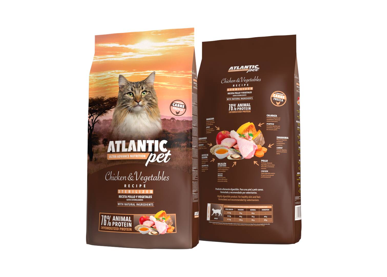 ATLANTICPET RECETA CAT STERILICED CHICKEN 7 KILOS.