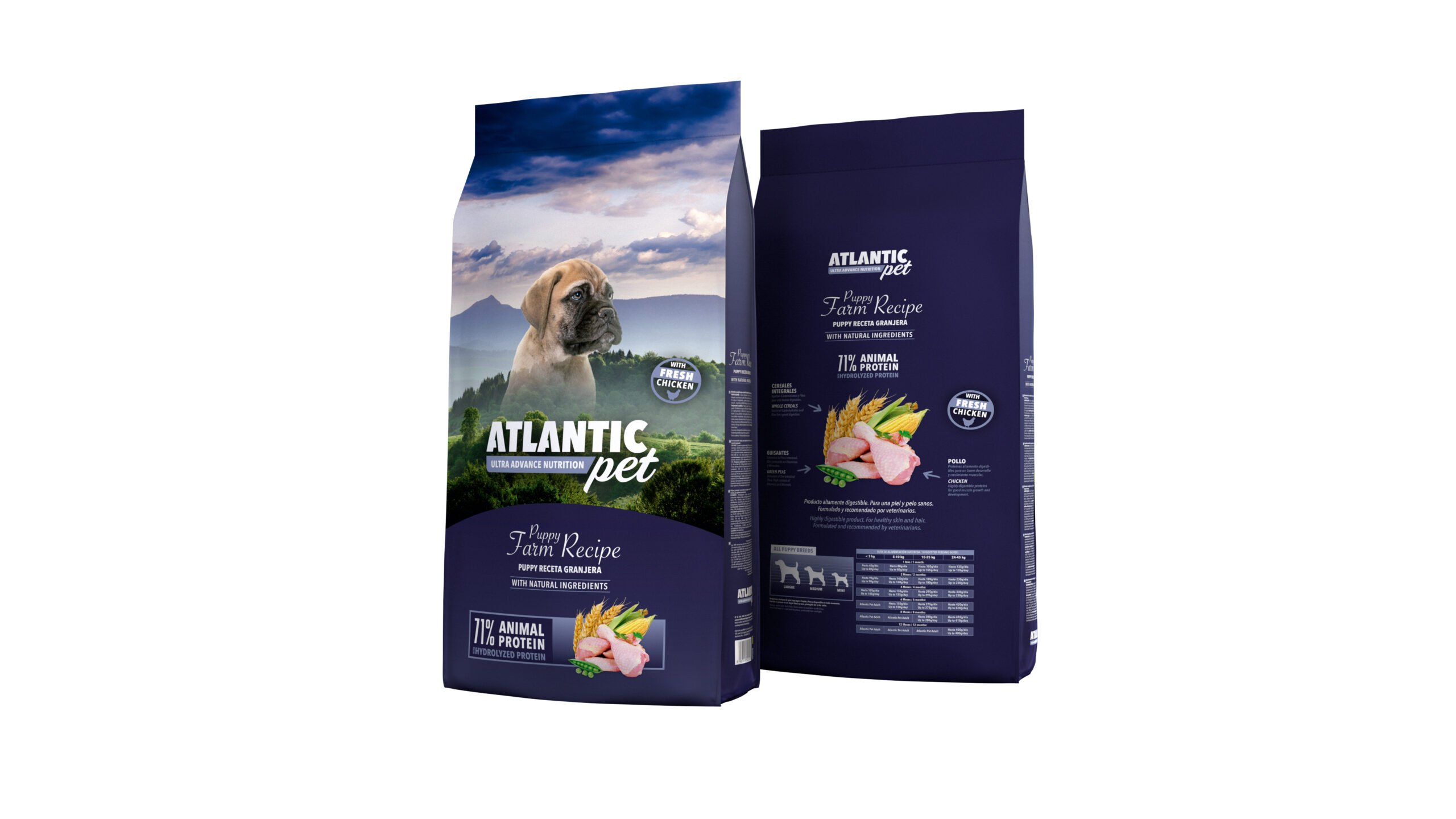 ATLANTICPET RECETA PUPPY POLLO FRESCO 15KG.