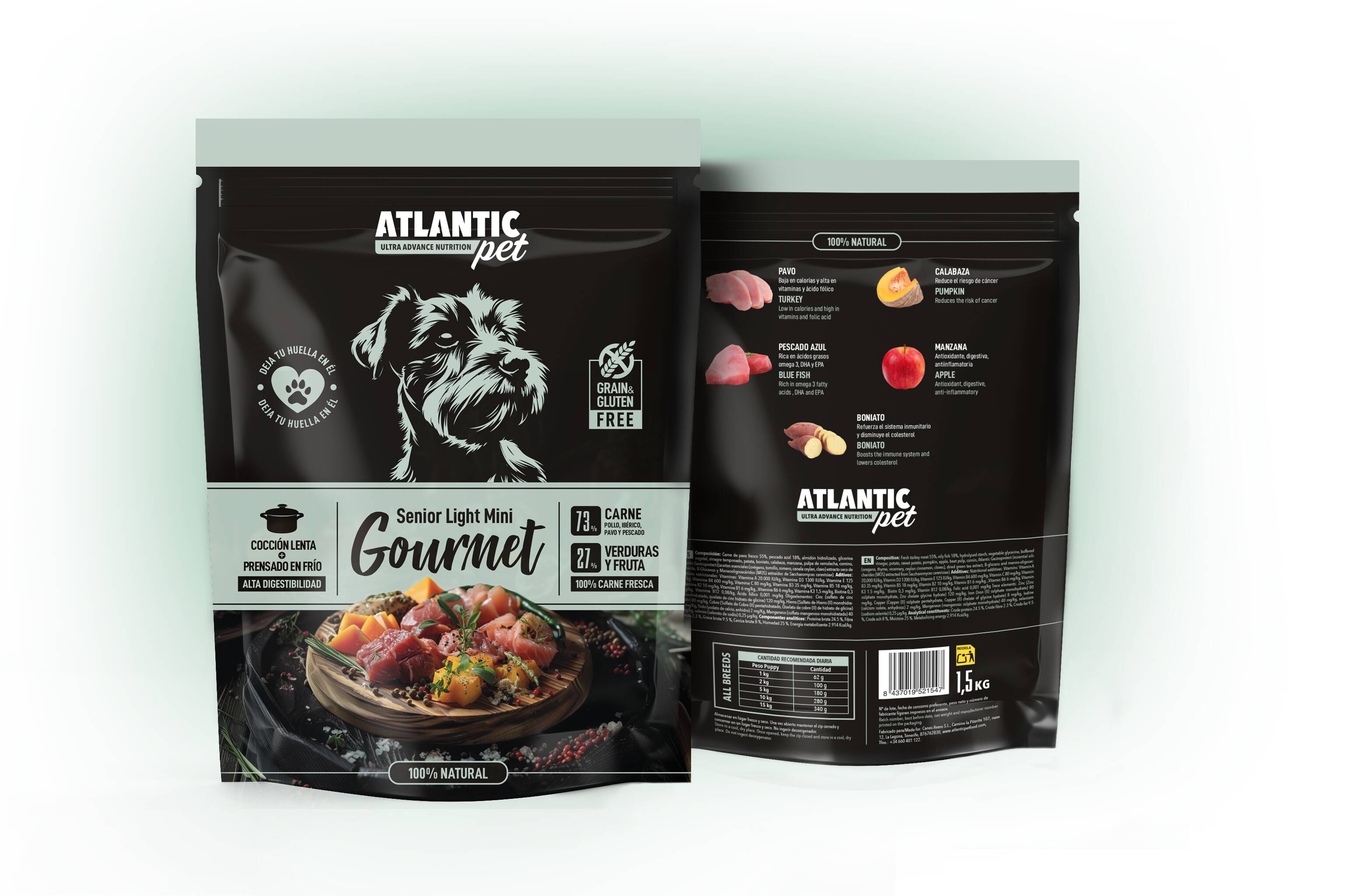 ATLANTICPET GOURMET LIGHT&SENIOR MINI 1.5 Kg.