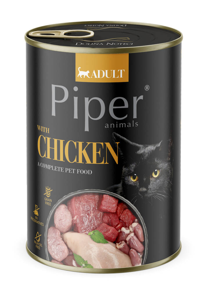 PIPER CAT WITH CHICKEN 12x400gr. (MAXIMOS DESCUENTO BANDEJAS COMPLETAS).