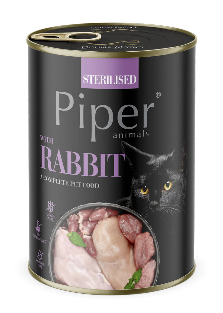 PIPER CAT WITH RABBIT STERILISED 12x400 gr. (MAXIMOS DESCUENTO BANDEJAS COMPLETAS).