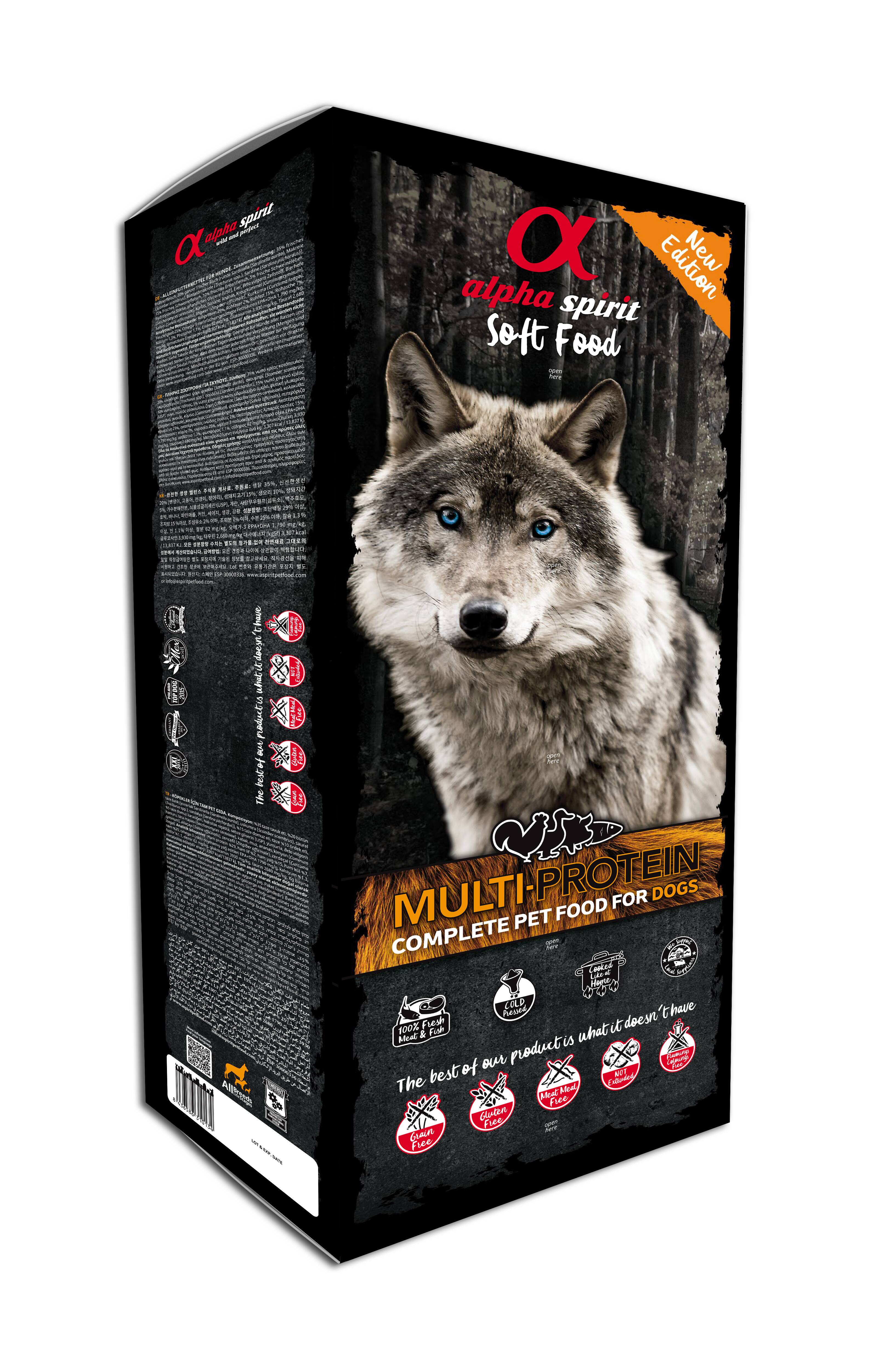 Semi-humedo Multiprotein Complete Dog Food in carton Box and Individual trays 9 kg