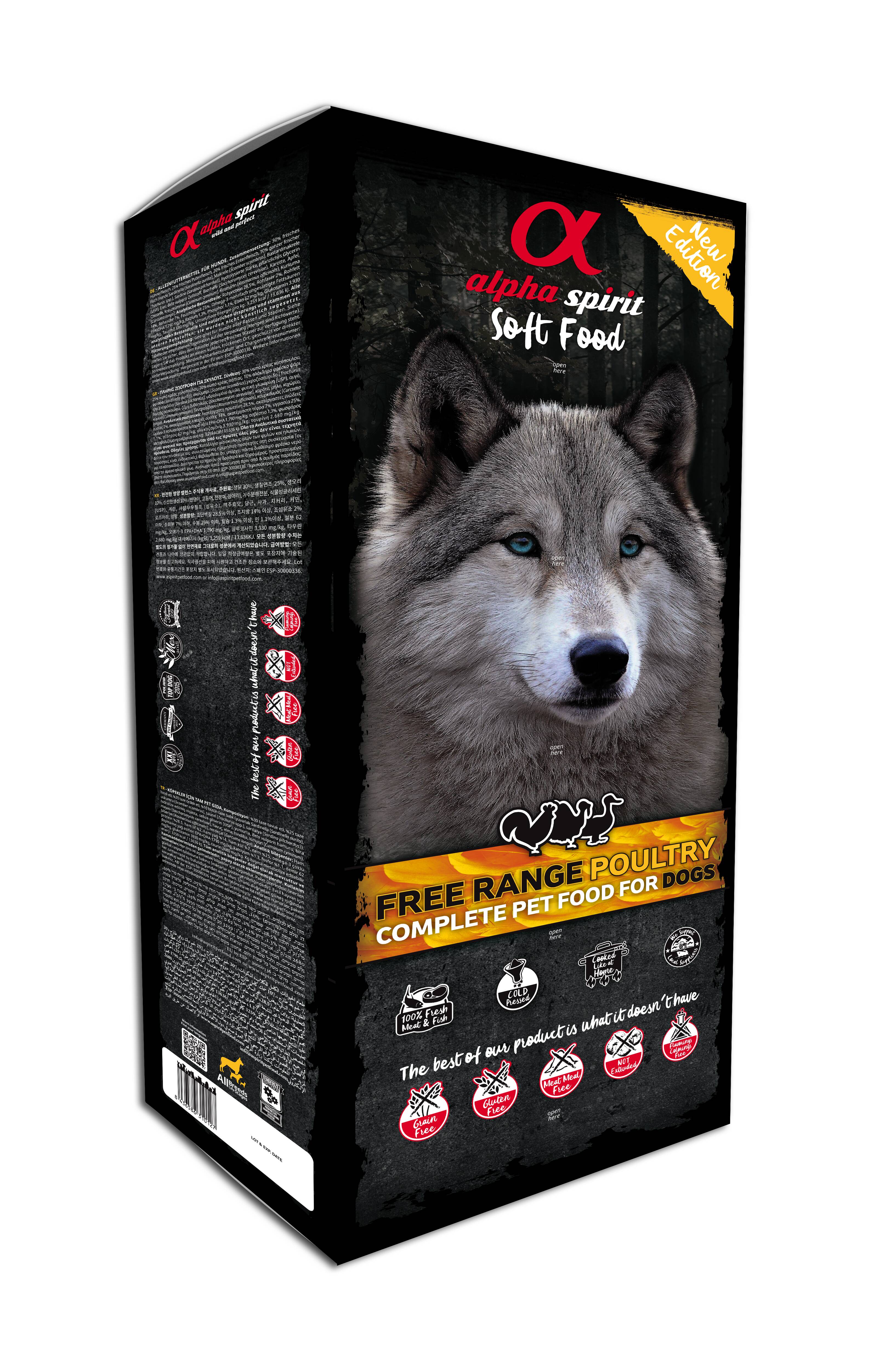 Semi-humedo Poultry Complete Dog Food in carton Box and Individual trays 9 kg