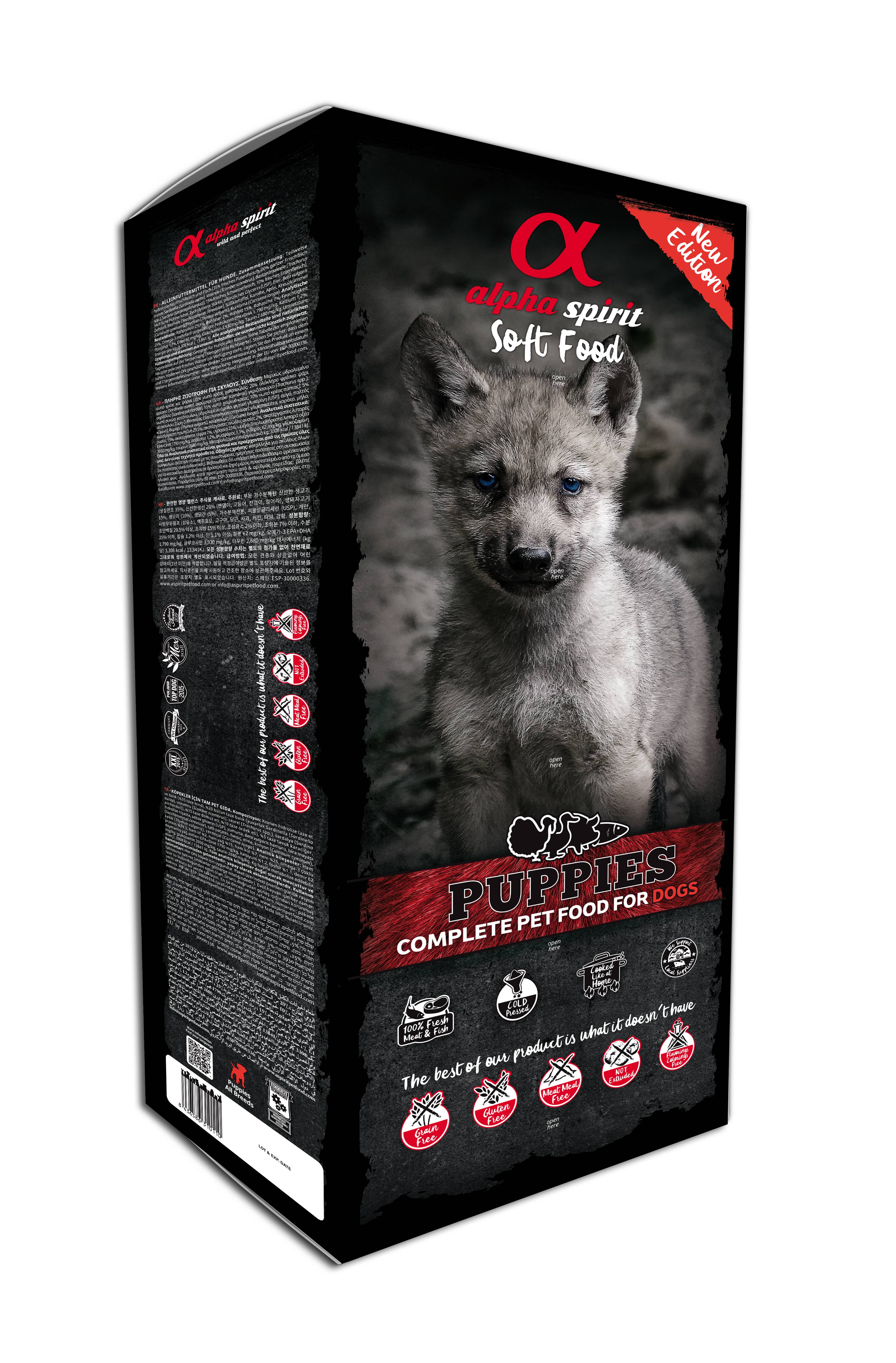 Semi-humedo Puppies Complete Dog Food in carton Box and Individual trays 9 kg