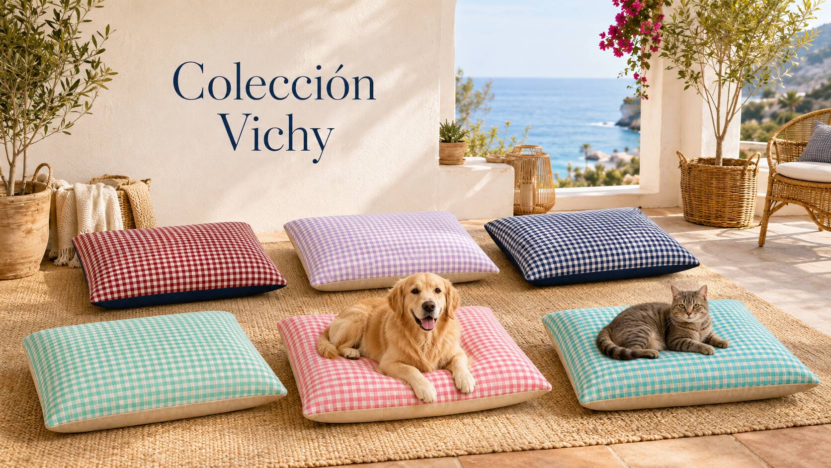 GAMARQ Cojín Desenfundable Reversible Mullido Vichy Strech Antipelos... Nº4. 90*70 Cms. MENTA - Imagen 2